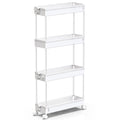 SPACEKEEPER Slim Rolling Storage Cart 4 Tier Bathroom Organizer Mobile Shelving Unit Utility Cart Tower Rack for Kitchen Laundry