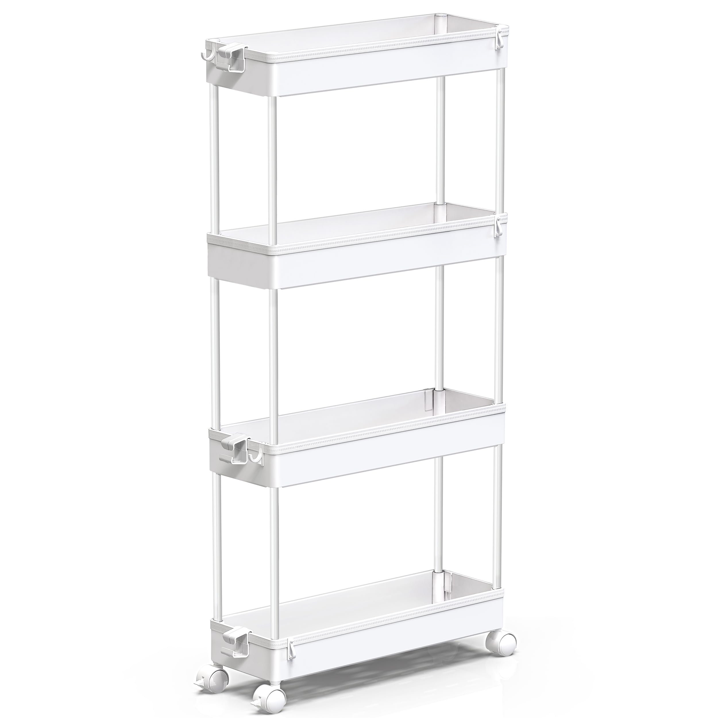 SPACEKEEPER Slim Rolling Storage Cart 4 Tier Bathroom Organizer Mobile Shelving Unit Utility Cart Tower Rack for Kitchen Laundry
