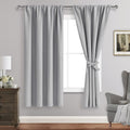 Jiuzhen Silver Grey Curtains For Bedroom - Thermal Insulated Blackout Curtains With Tiebacks 2 Panels, Room Darkening Rod Pocket Curtains For Living Room, 38 X 72 Inch Length