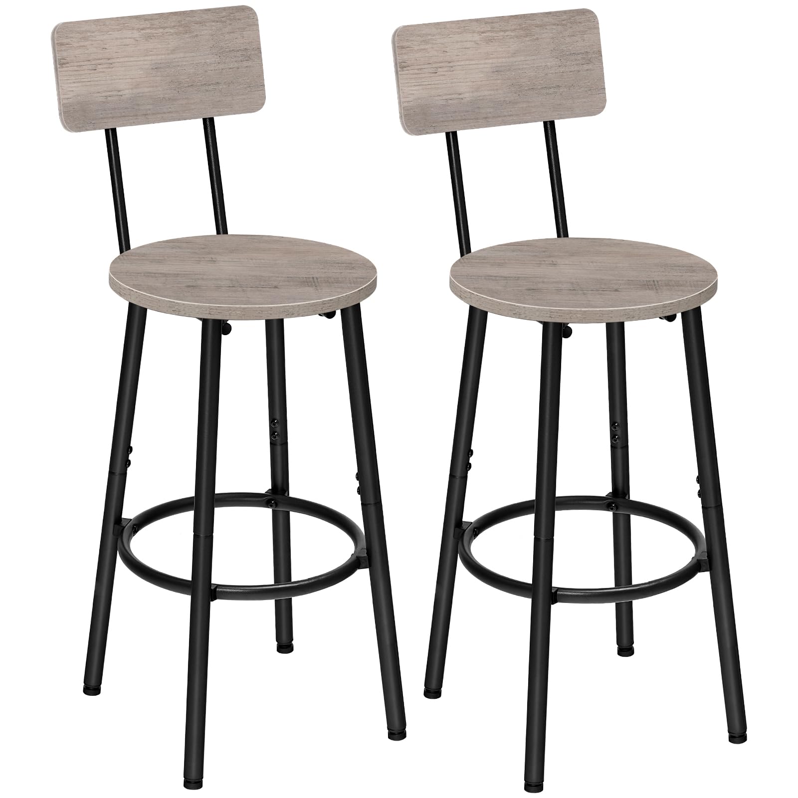 HOOBRO Bar Stools,Set of 2 Bar Stools with Footrest and Back,25.2 Bar Chairs for Kitchen Island, Dining Room,Counter Height Bar 