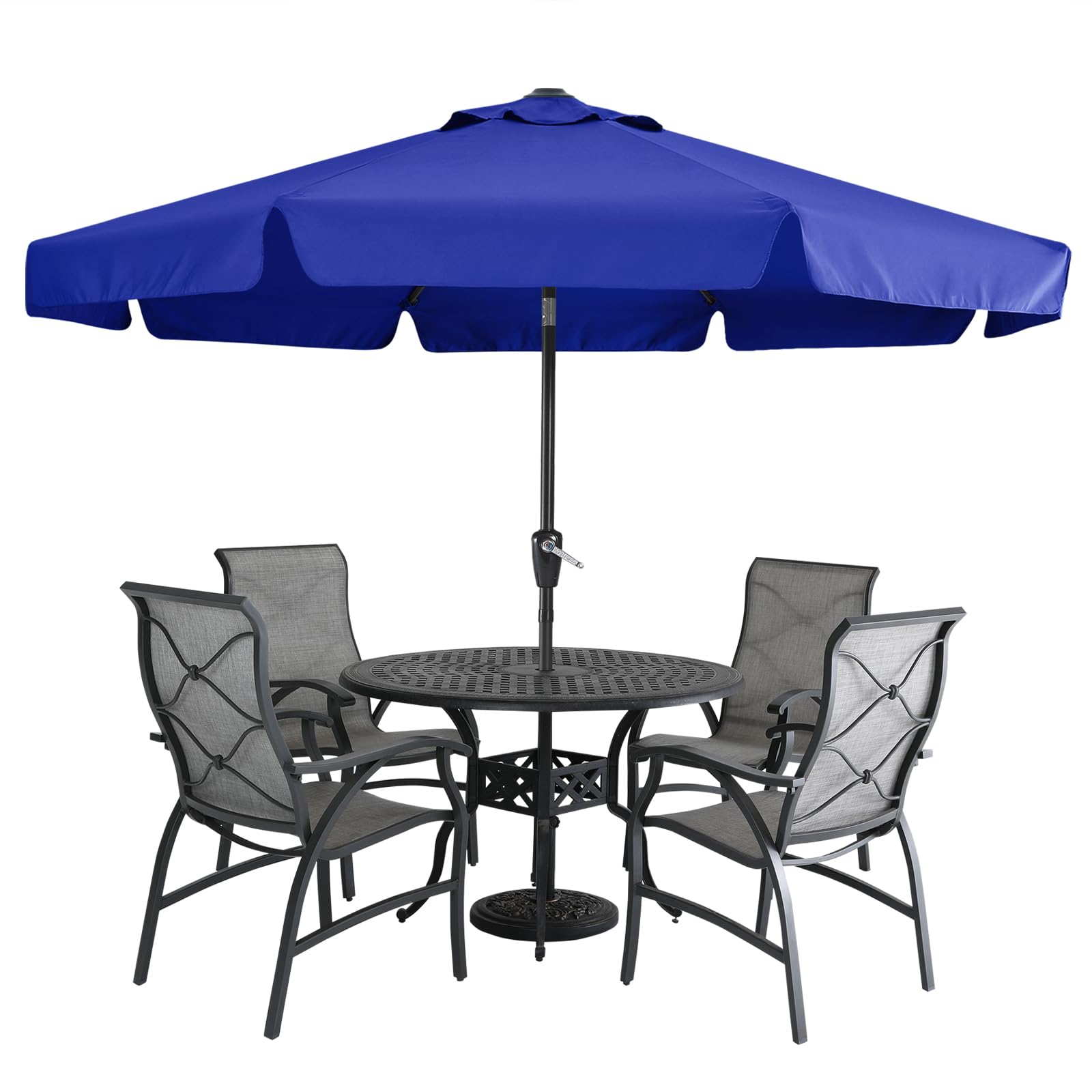 Mastercanopy Valance Patio Umbrella For Outdoor Table Market -8 Ribs (9Ft, Blue)