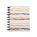 Talia Discbound Notebooks, Planner, Customizable, (Colorful Stripes W/Black Discs, Midsize 18632 (7.5In X 9.75In))