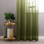 Dwcn Faux Linen Ombre Sheer Curtains - Gradient Semi Voile Drapes Bedroom And Living Room Curtains, Set Of 2 Grommet Top Window