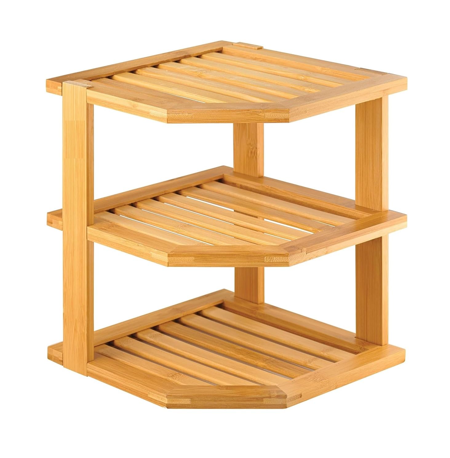 Homion Plate Rack 3 Tier Corner Shelf Unit Cupboard Organizer Shelf Storage Space Saver Unit Tidy Free Standing Bathroom Desktop