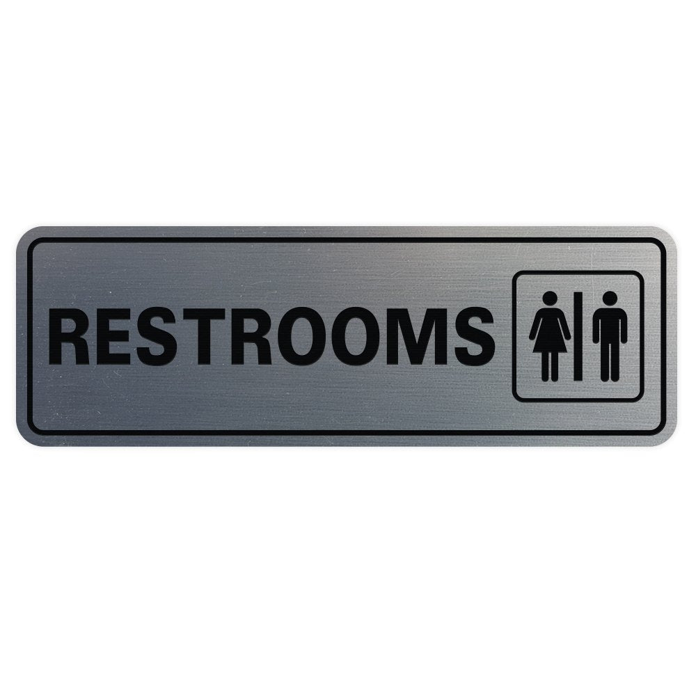 Standard Restrooms Sign - Silver - Large