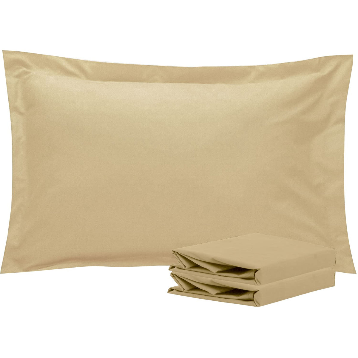Ntbay 100% Brushed Microfiber Queen Pillow Shams Set Of 2, Super Soft And Cozy, Wrinkle, Fade, Stain Resistant 20X30 Inches Oxford Pillowcases, Light Taupe