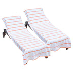 Arkwright Cotton Chaise Lounge Cover - (Pack Of 2) 100% Cotton Terry Towel Pool Chair Covers For Outdoor Beach Furniture, 30 X 85 In, Orange