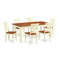 East West Furniture QUAV7-WHI-W 7 Piece Dining Table Set Consist of a Rectangle Dining Room Table with Butterfly Leaf and 6 Wooden Seat Chairs, 40x78 Inch, Buttermilk & Cherry