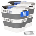 43L+43L Collapsible Laundry Baskets plastic, Pop Up Laundry hamper/Storage Container, Foldable Laundry Basket with Handles, Dura