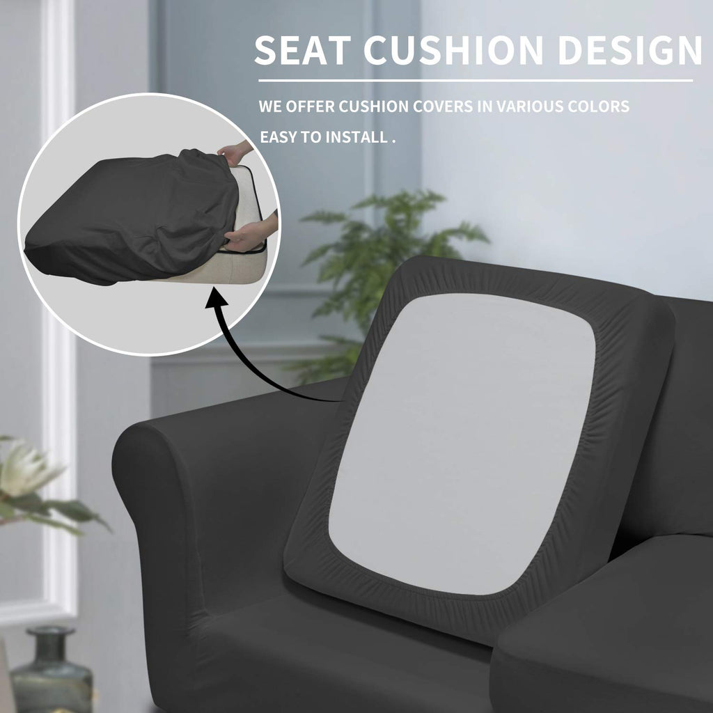 Easy-Going 4 Pieces Stretch Soft Couch Cover For Dogs - Washable Sofa Slipcover For 3 Separate Cushion Couch - Elastic Furniture Protector For Pets, Kids (Sofa, Dark Gray, Large)