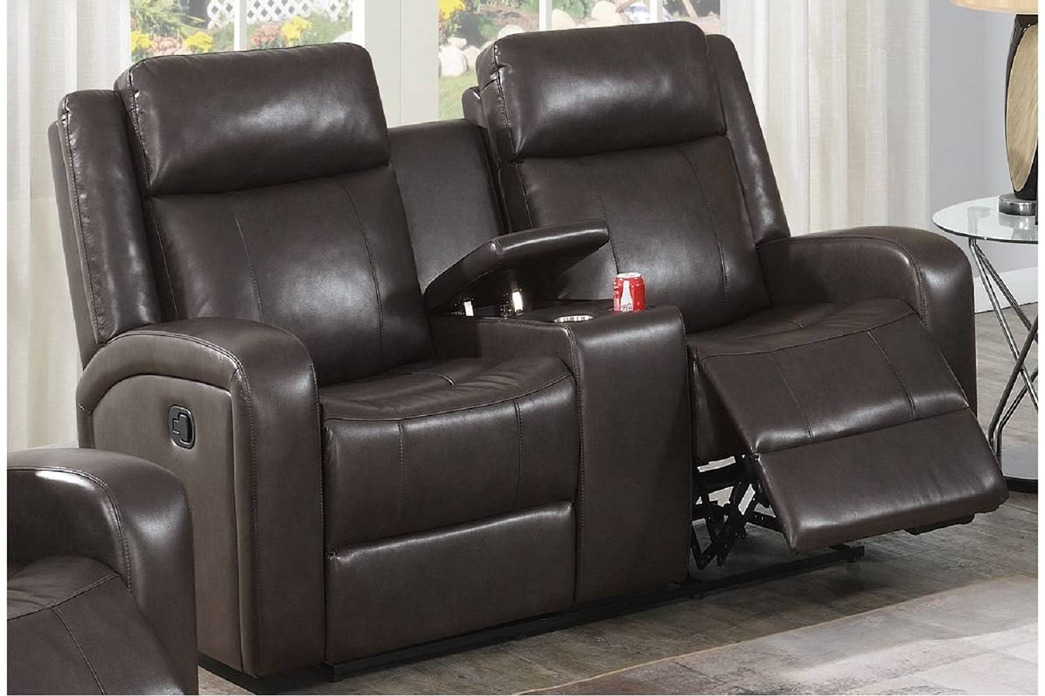 Poundex PDEX-F86392 Love Seats, Dark Brown