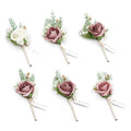 Lings Moment Pink Boutonniere for Men (Set of 6), Dusty Rose Groom Groomsmen Boutonniere for Wedding,Prom,Homecoming, etc.