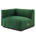 Modway Conjure Modern Channel Tufted Velvet Left-Arm Chair in Emerald Green