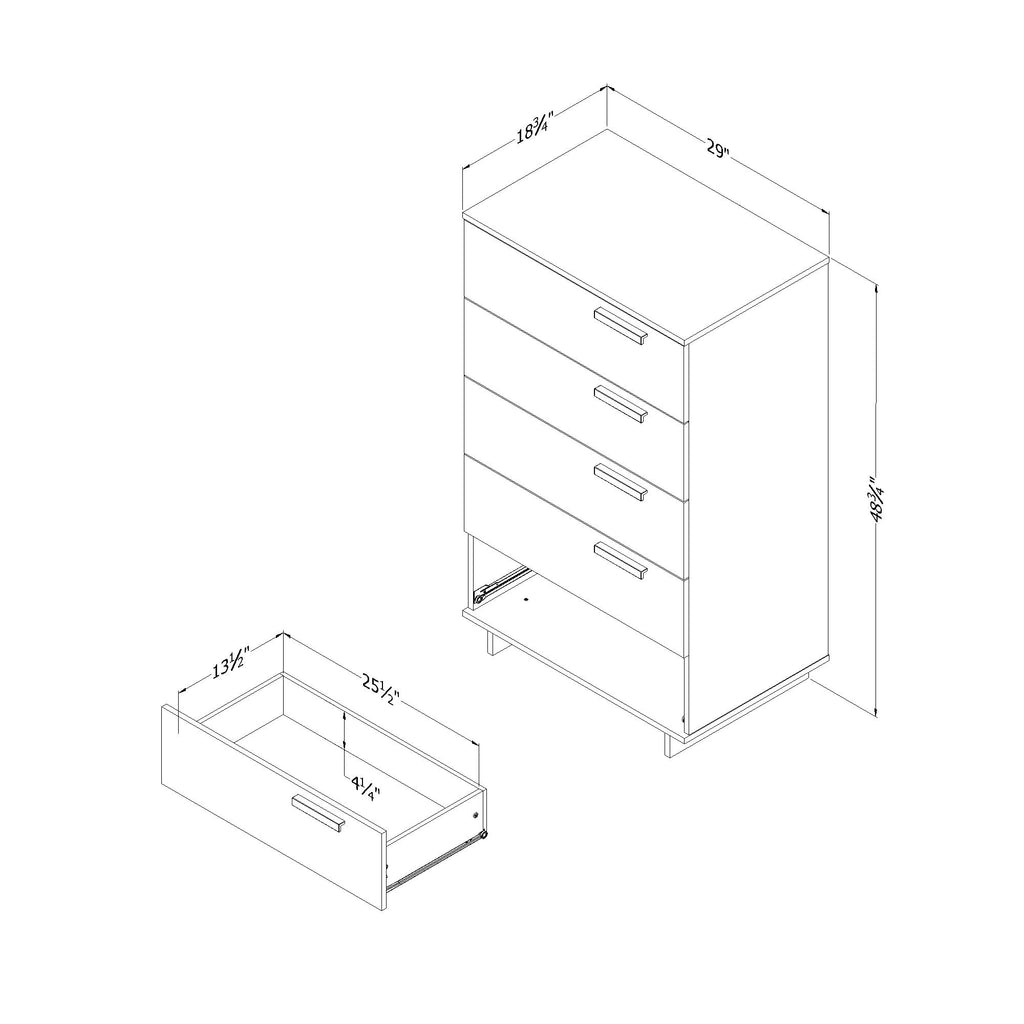 South Shore Cavalleri 5-Drawer Chest Storage Unit, Pure White