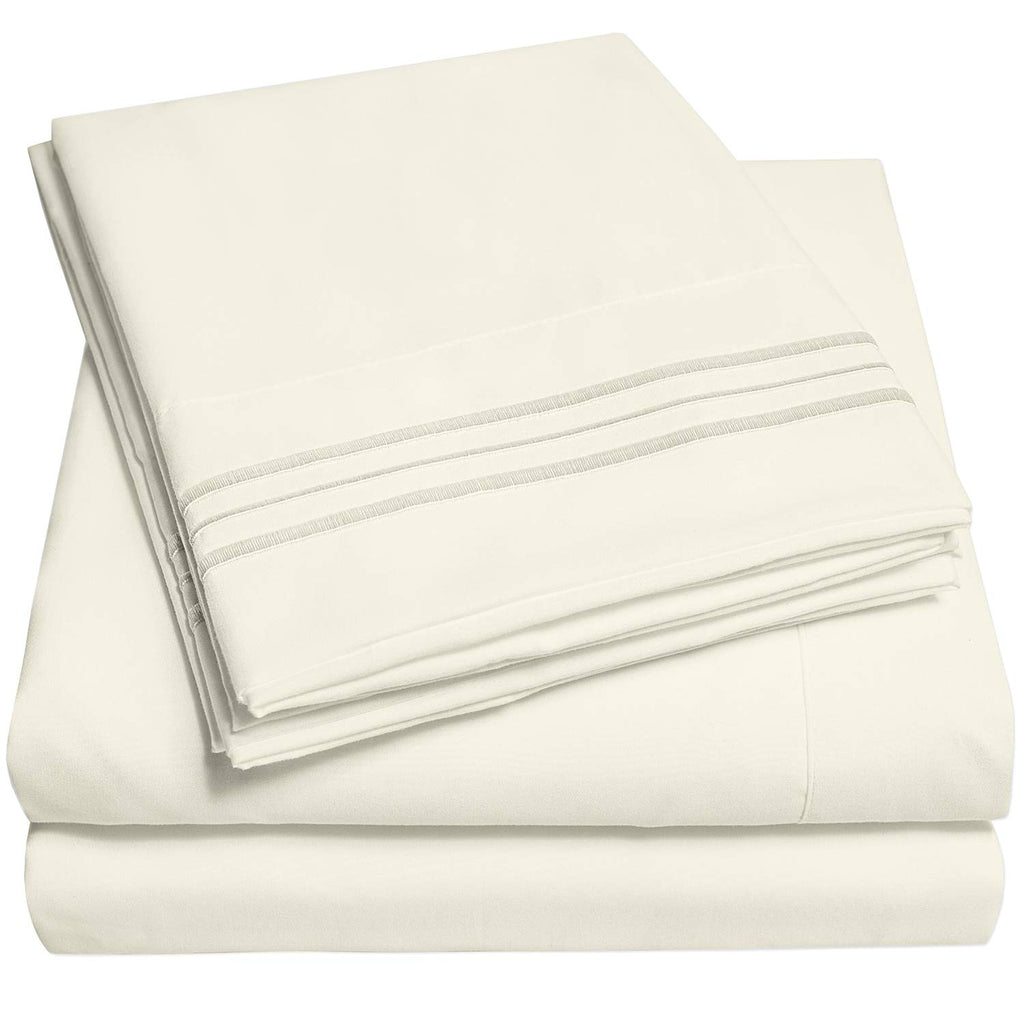 1500 Supreme Collection Full Sheet Sets Ivory - Luxury Hotel Bed Sheets And Pillowcase Set For Full Mattress - Extra Soft, Elast