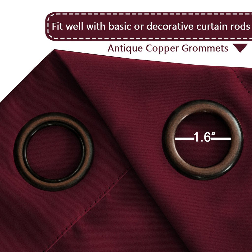 H.Versailtex Burgundy Red Blackout Draperies Curtains Thermal Insulated Window Treatment Extra Long Decorative Curtains For Than