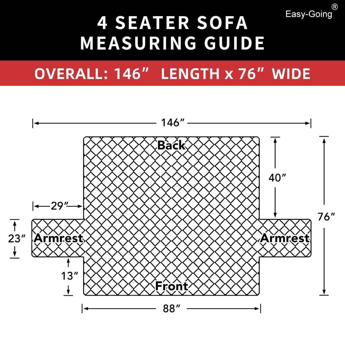 Easy-Going 4 Seater Sofa Slipcover Reversible Sofa Cover Water Resistant Couch Cover With Foam Sticks Elastic Straps Furniture P