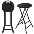 5Rcom Folding Stool,2 Pack 24 inch Tall Folding Bar Stool with Handle, Metal and Plastic Foldable Stool for Adults with Steel Fr