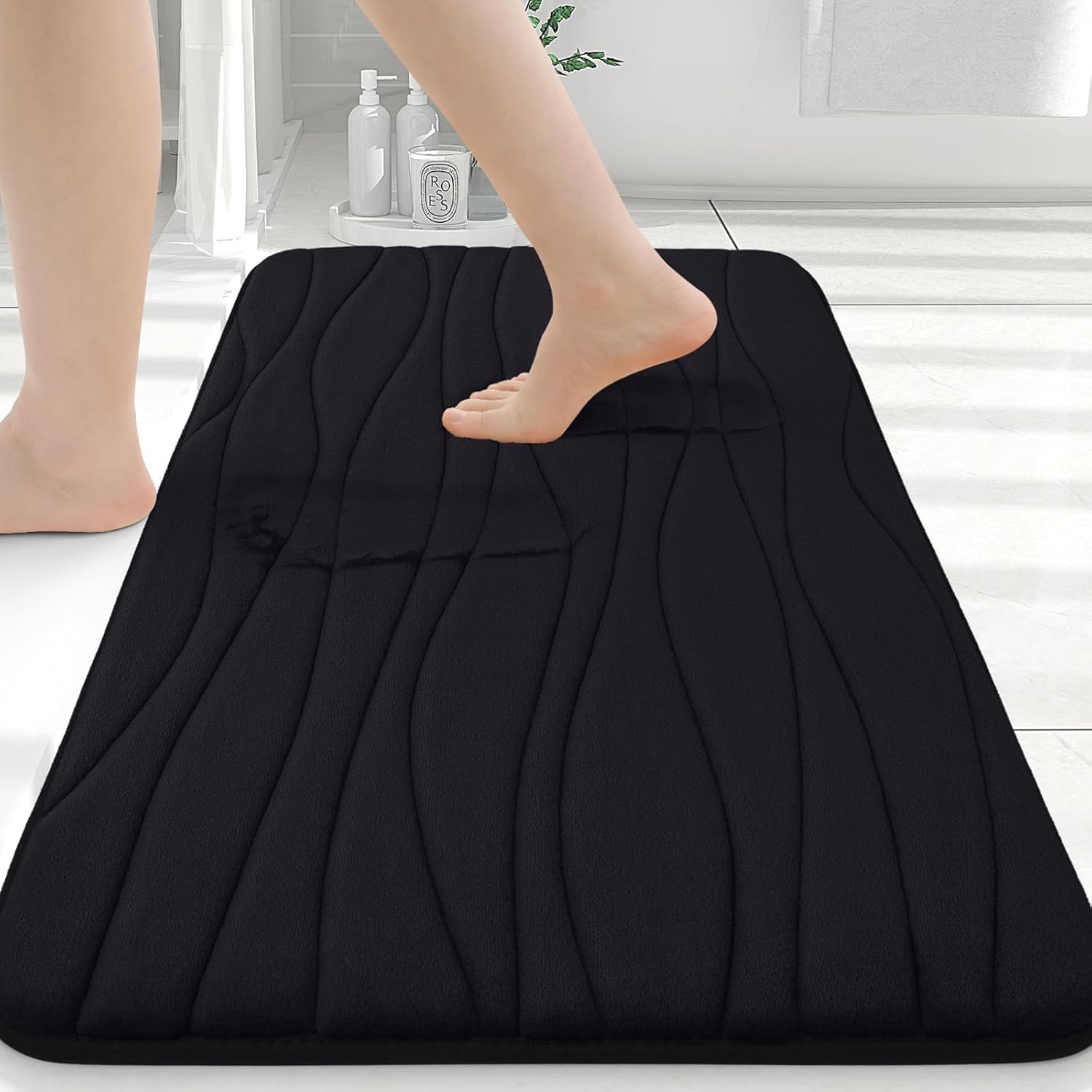 Home Brilliant Memory Foam Bath Mat Non Slip Washable Floor Mats Soft Absorbent Plush Microfiber Shower Tub Bathmat [20 x 32, 