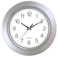 Timekeeper 13 Clock with Silver Frame and Chrome Bezel / Flat Glass Lens, Silver/White