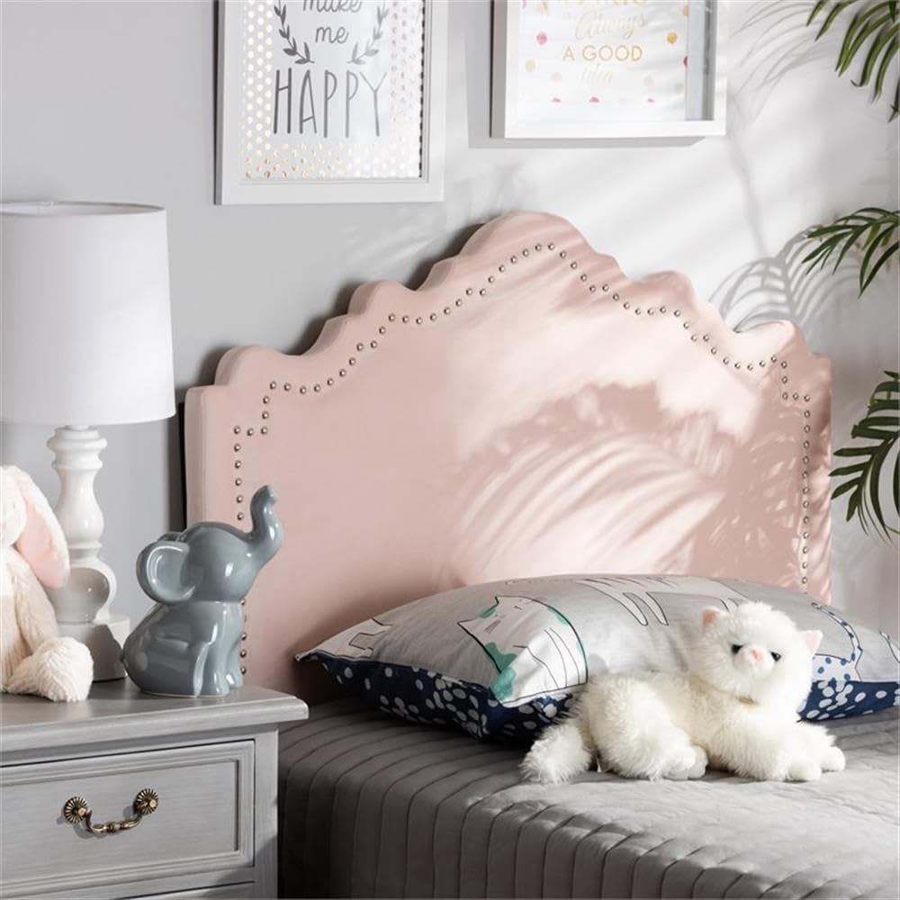 Baxton Studio Nadeen Modern and Contemporary Light Pink Velvet Fabric Upholstered Twin Size Headboard