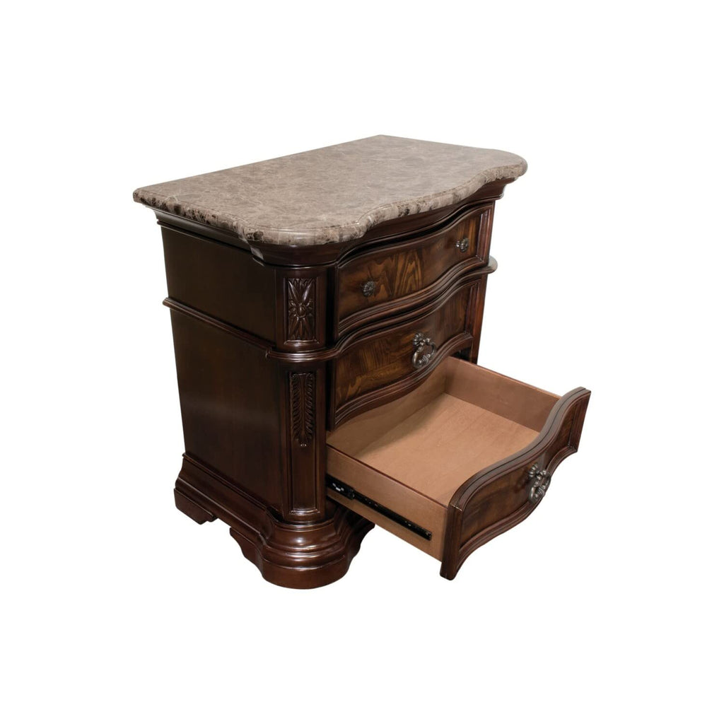 Best Master Furniture Bathory B1003WN Walnut Solid Wood 3-Drawer Nightstand 32" W x 18" D