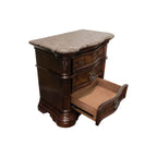 Best Master Furniture Bathory B1003WN Walnut Solid Wood 3-Drawer Nightstand 32" W x 18" D