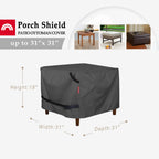 Porch Shield Patio Ottoman Cover - Waterproof Outdoor Square Side Table Covers - 31L X 31W X 18H Inch, Black