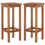 vidaXL 2X Solid Wood Bar Stool Foldable Patio Outdoor Garden Chair Seat Dining