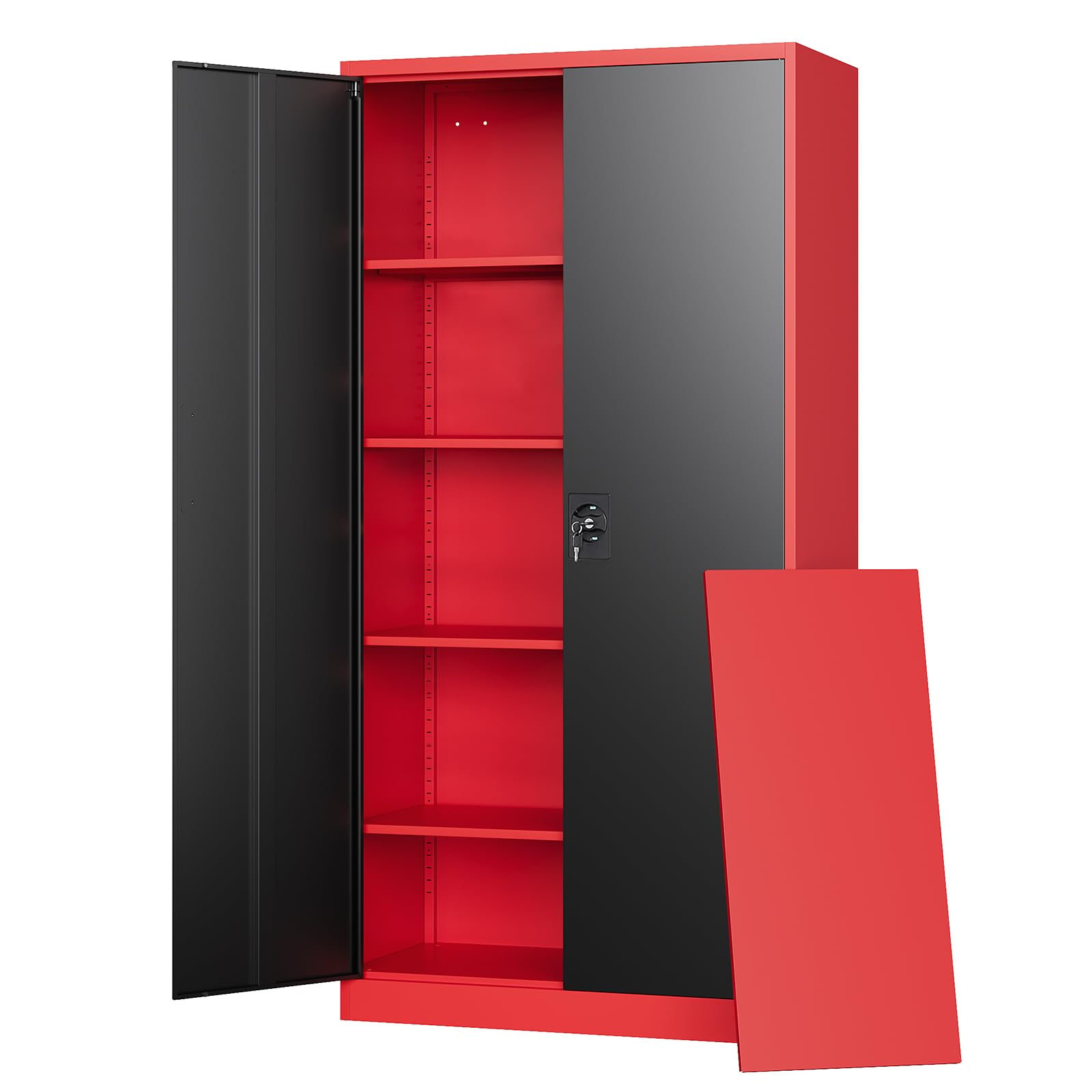 Letaya Metal Storage Cabinets with Lock, 72 Tall Locker Organizer Steel Cabinets, Adjustable Layers Shelves 2 Doors for Home, Of