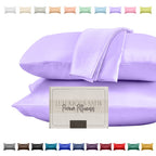 Elegant Comfort Silky And Luxurious 2-Piece Satin Pillowcase Set For Healthier Skin And Hair, Hidden Zipper Closure And Beautifully Packaged, Satin Pillowcase Set, King, Lilac