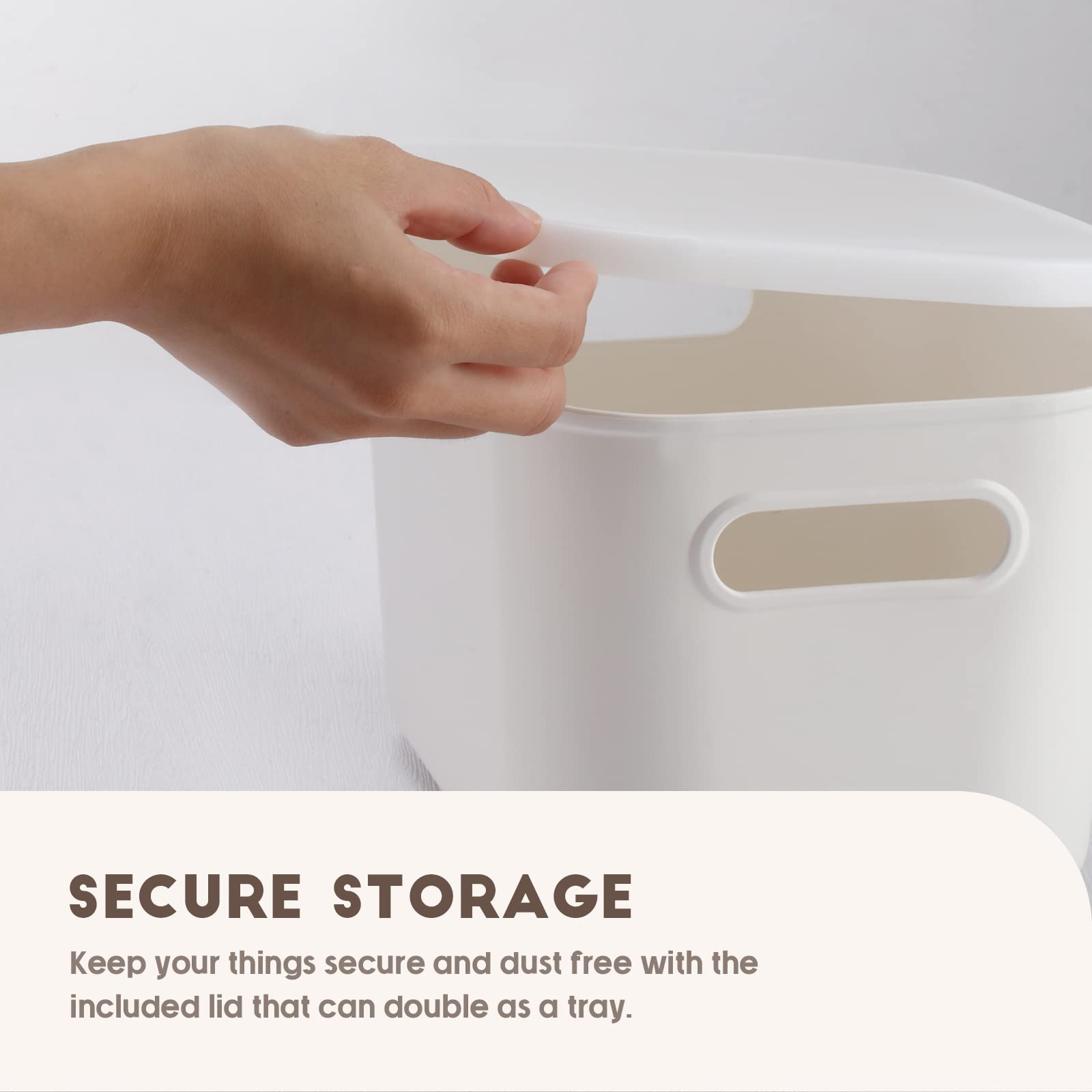 Tuanse 8 Pieces Plastic Storage Bins With Lids White Storage Box With Handle Stackable Containers With Lids For Organizing White