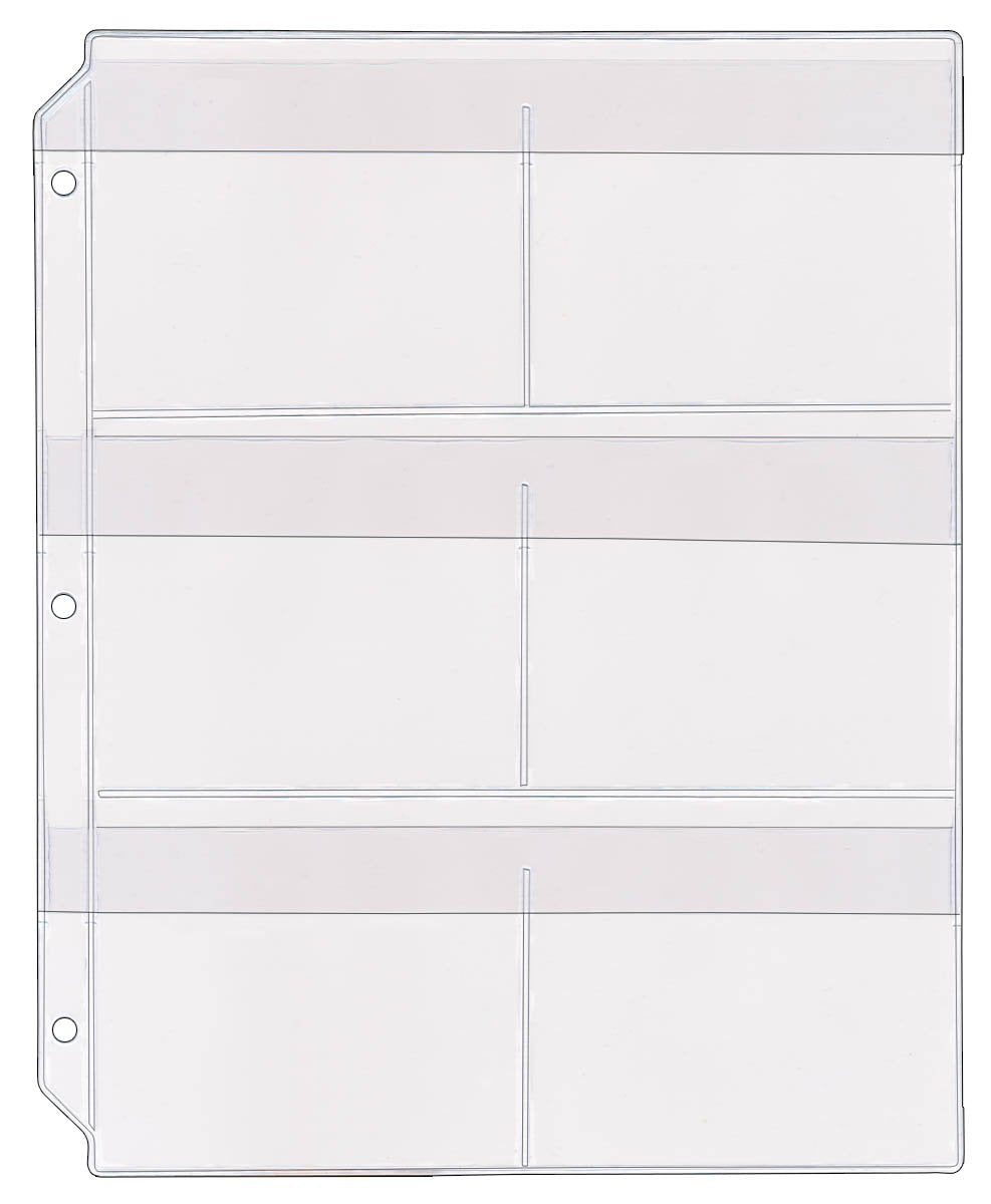 Storesmart 6-Pocket Clear Vinyl Binder Page With Flaps - 10-Pack - Spt600-6F-10