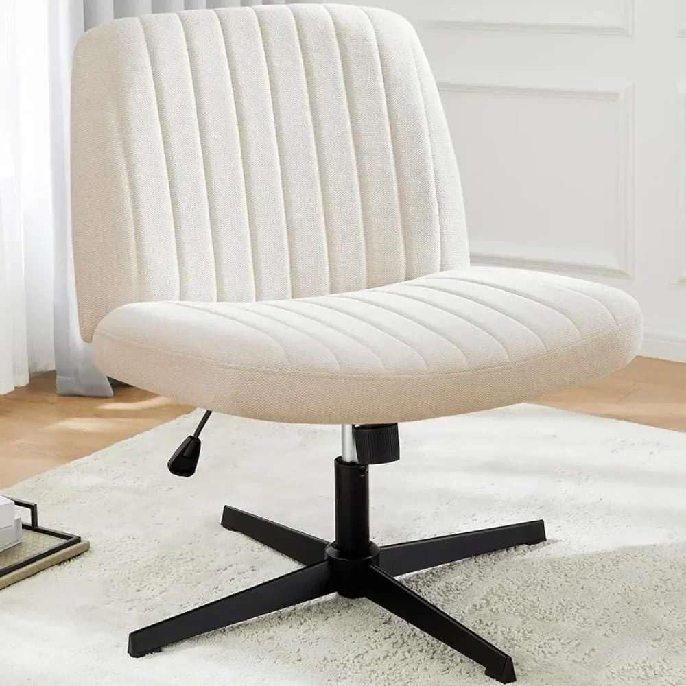 Modern Armless Swivel Desk Chair For Home Office  Wide Seat, Adjustable Height, Ergonomic Design
