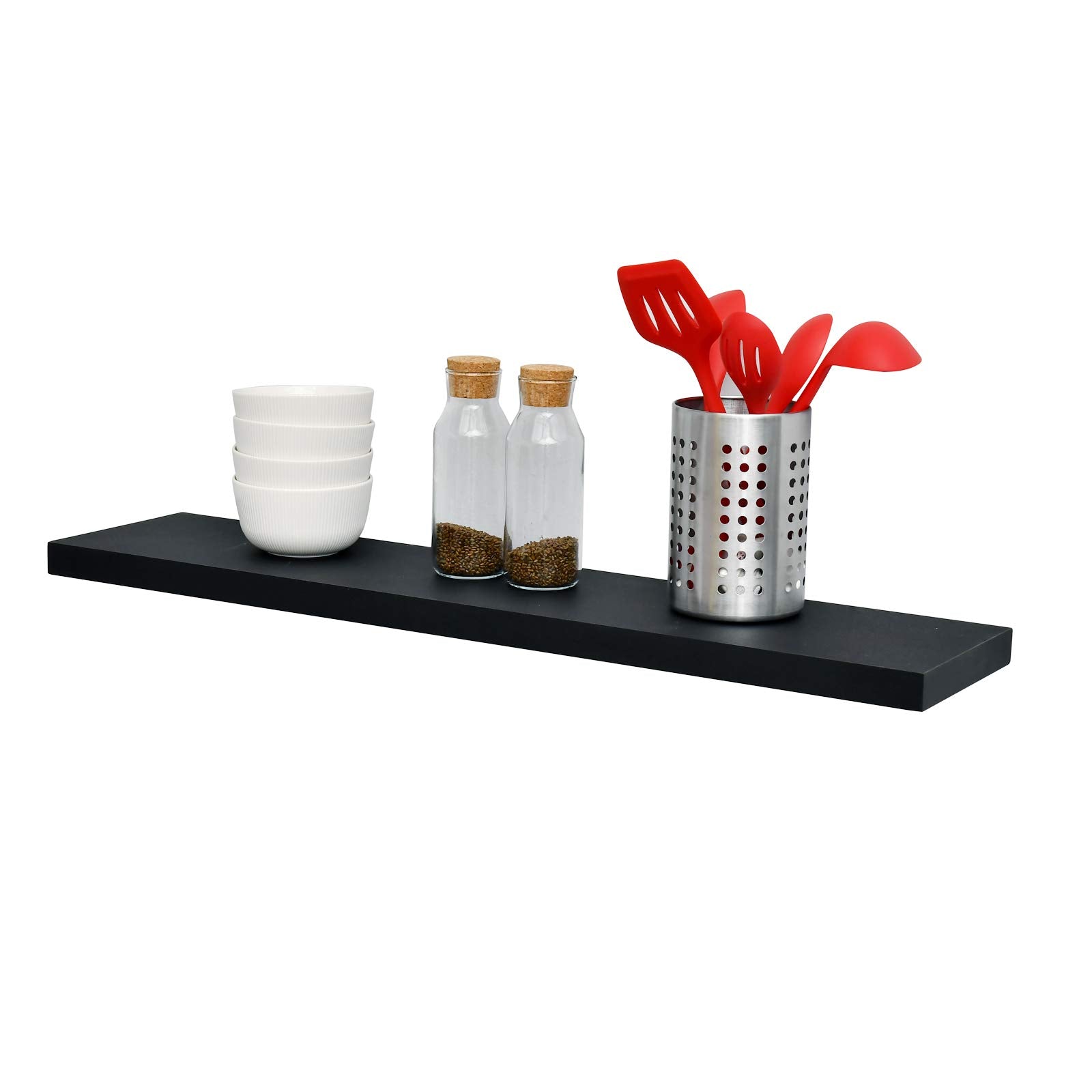 WELLAND Simons Floating Wall Shelf Ledge Shelves, 36-Inch, Black