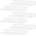 Weiai Clear Acrylic Shelf 15 Invisible Floating Wall Ledge Bookshelf, Kids Book Display Shelves Wall Mounted (15 Inch 6Pack)