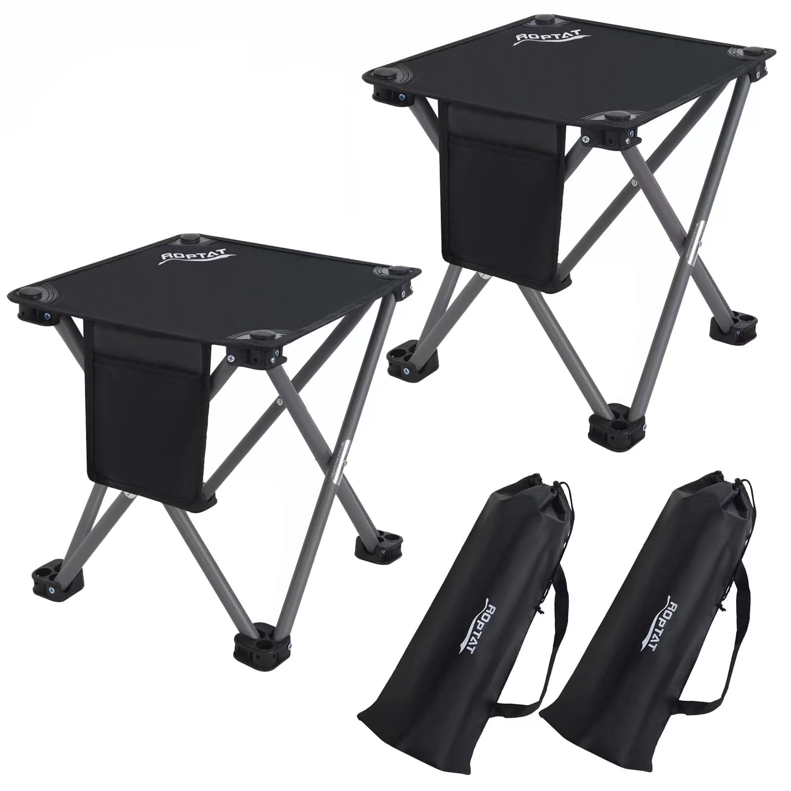 Roptat 2 Pack Camping Stool,Portable Folding Compact Lightweight Stool Seat for Camping Fishing Hiking Gardening Outdoor Walking