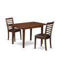 East West Furniture NOML3-MAH-LC 3 Piece Dining Table Set Contains a Rectangle Dining Room Table with Butterfly Leaf and 2 Faux Leather Upholstered Chairs, 32x54 Inch, Mahogany