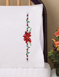 Design Works Crafts Poinsettia Stamped for Embroidery Pillowcases