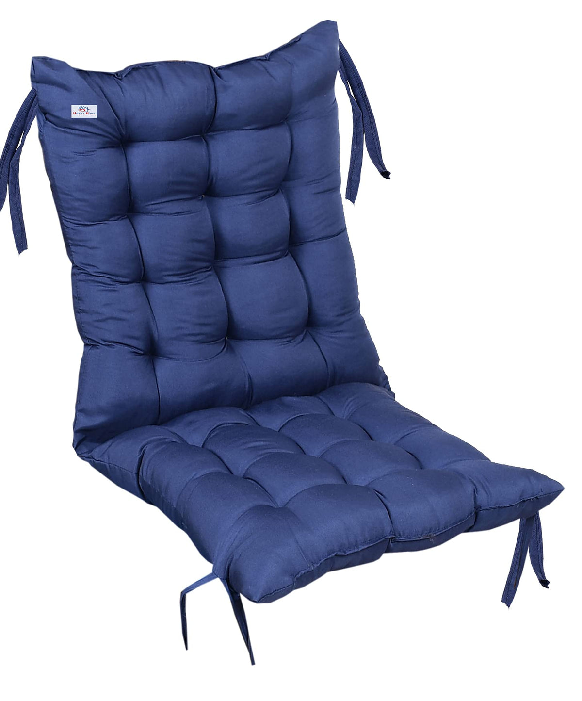 Heart Home 18 * 36 Inch Microfiber Non Slip Rocking Chair Back And Seat Cushion With Ties (Navy Blue) Standard (Hs_37_Hearth0207