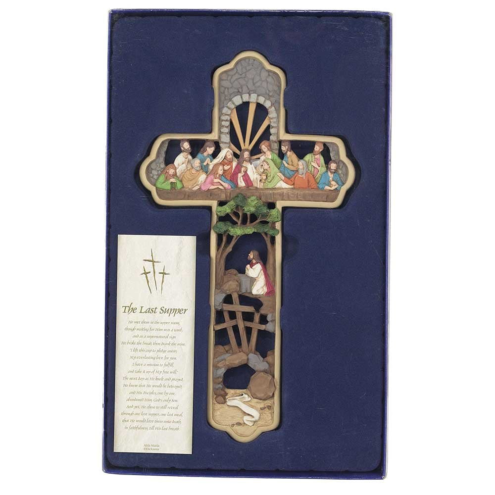 Dicksons Lords Last Supper Multicolored Carved 12 Inch Resin Gifting Boxed Wall Cross