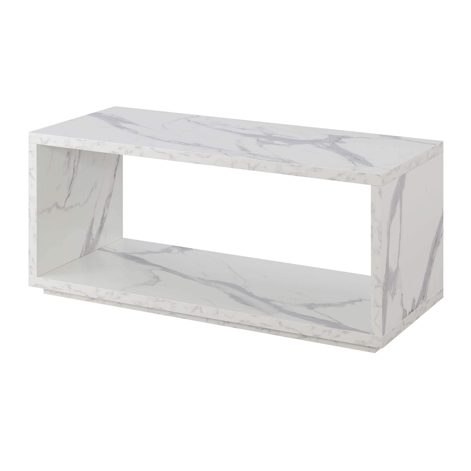 Convenience Concepts Northfield Admiral Coffee Table with Shelf, White Faux Marble
