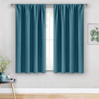 Jiuzhen Blackout Curtains For Bedroom - Thermal Insulated Room Darkening Rod Pocket Curtains For Living Room, Set Of 2 Panels With Tiebacks, 38 X 54 Inches Long, Stone Blue