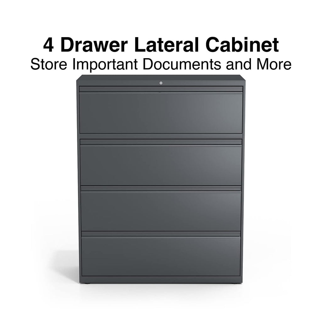 Lorell 4-Drawer Lateral File, 42 By 18-5/8 By 52-1/2-Inch, Charcoal