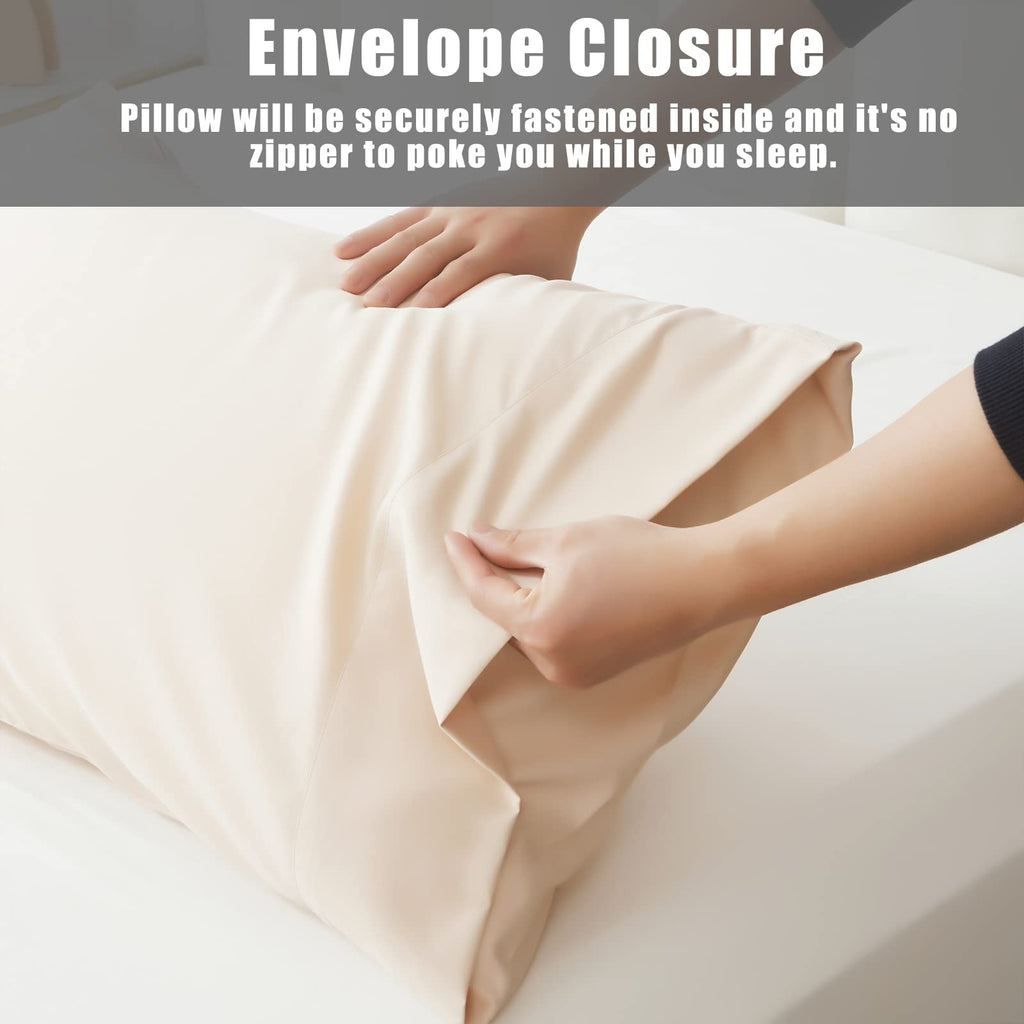 Pillow Cases Standard Size 2 Pack, Bamboo Rayon Cooling Pillowcases With Envelope Closure, Cool Breathable Pillow Case For Hot S