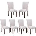 Colamy Upholstered Fabric Dining Chairs Set Of 6, High Back Padded W/Nailed Trim & Solid Wood Legs, Classic Parsons Side Chair For Home/Kitchen/Living Room-Beige