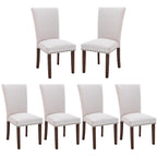 Colamy Upholstered Fabric Dining Chairs Set Of 6, High Back Padded W/Nailed Trim & Solid Wood Legs, Classic Parsons Side Chair For Home/Kitchen/Living Room-Beige