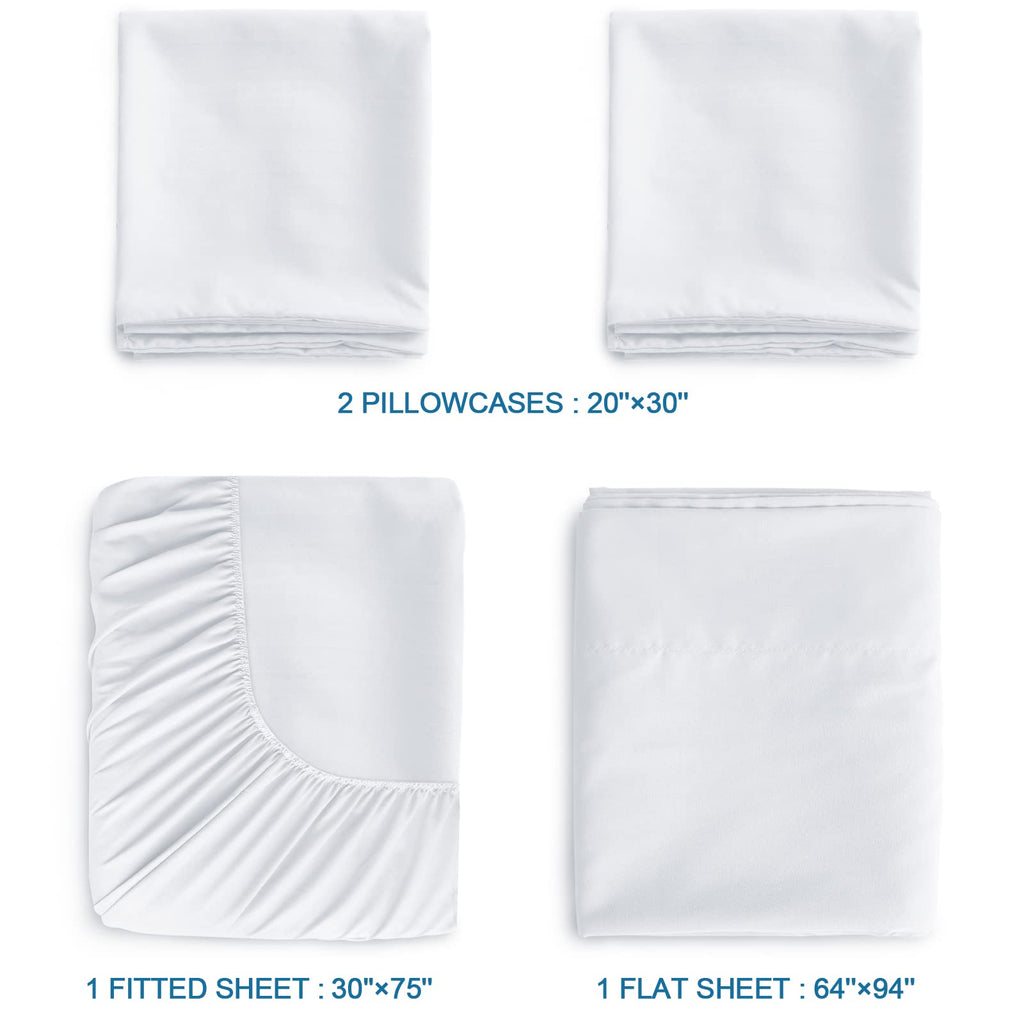 Springspirit Cot Sheets 30'' X 75'' X 9'', 4 Piece Cot Sheet Set, Cot Size Fitted Sheets With Narrow Twin/Camp Bunk/Rvs Bunk/Gue