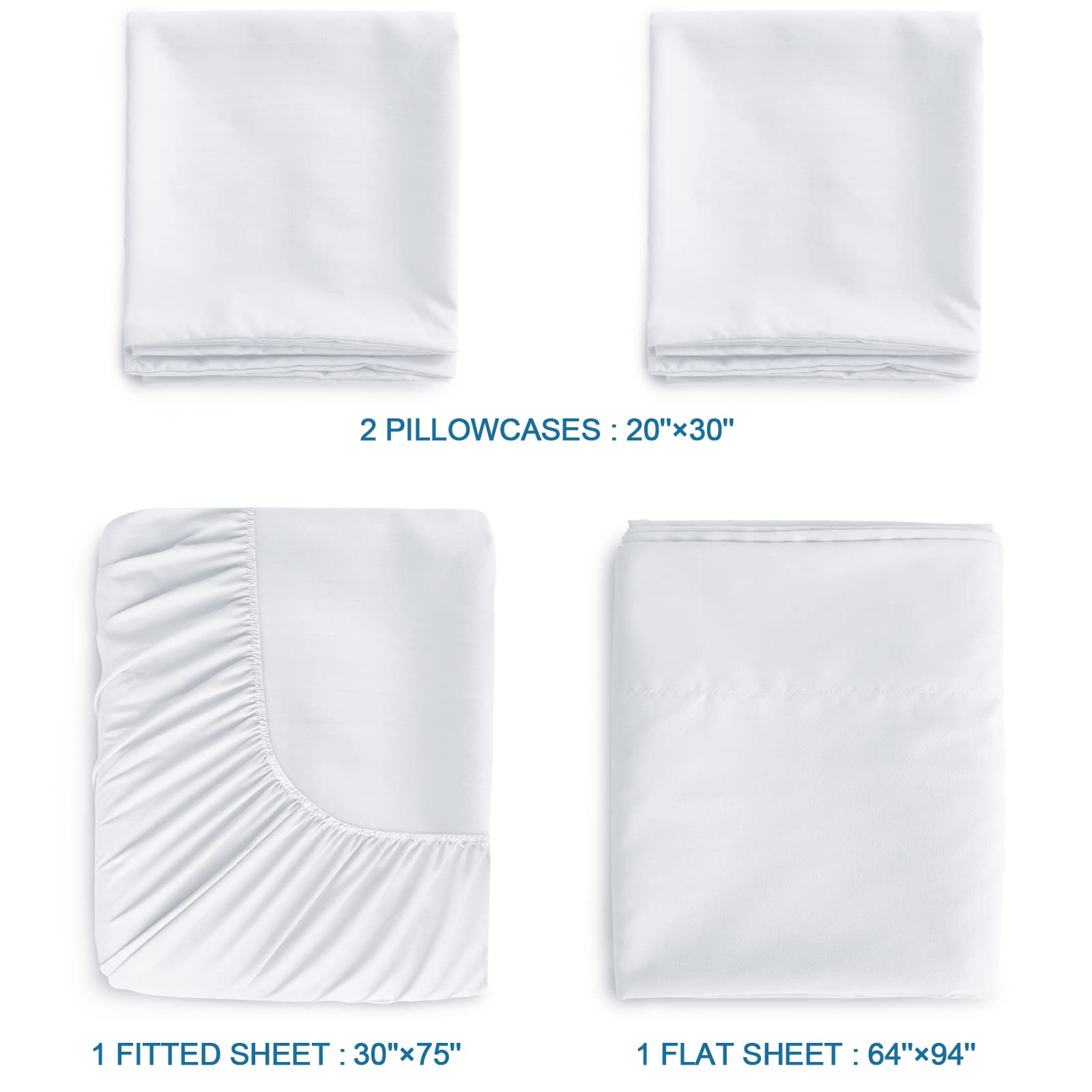 Springspirit Cot Sheets 30'' X 75'' X 9'', 4 Piece Cot Sheet Set, Cot Size Fitted Sheets With Narrow Twin/Camp Bunk/Rvs Bunk/Gue