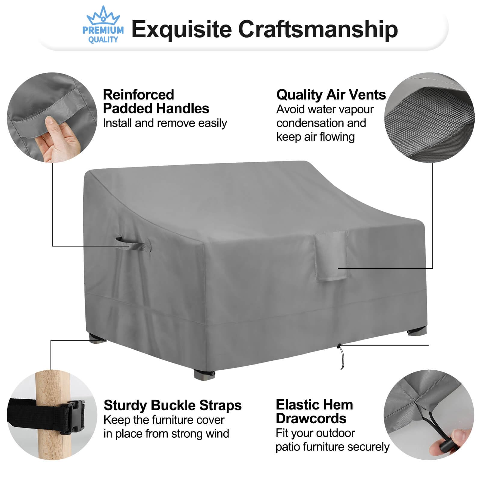 Outdoorlines Outdoor Waterproof Patio Loveseat Couch Cover - Uv Resistant Patio Sofa Furniture Covers Weatherproof Heavy Duty Glider Covers For Outdoor Furniture, 58Wx32.5Dx31H Inches, Gray